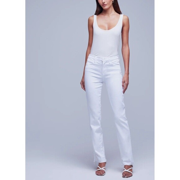 L'Agence Draya High Rise Slim Straight Jeans - Blanc MSRP $315 NWOT 24 Holiday - Picture 4 of 12